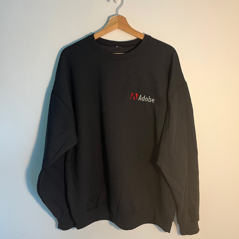 Black Adobe Photoshop Merch Embroidery Crewneck Sweatshirt
